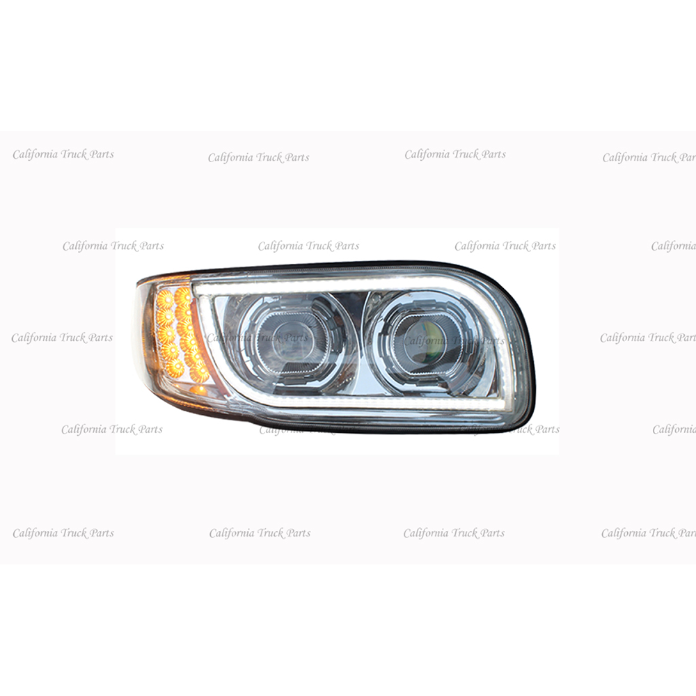 Peterbilt 388 389 Full LED Headlights Sequential Turn Signals Chrome/Black Pair