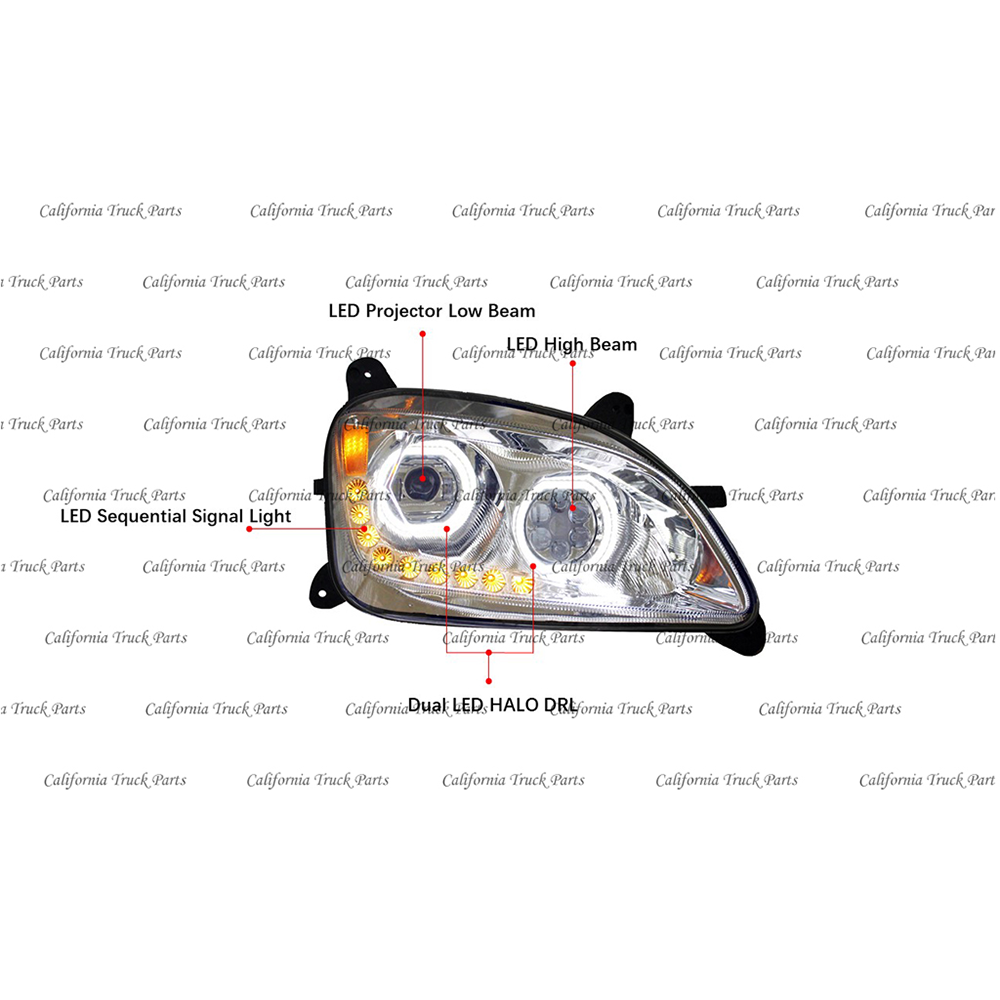 Peterbilt 579 587 Full LED Headlights Sequential Turn Signals Chrome/Black Pair 2011-2020