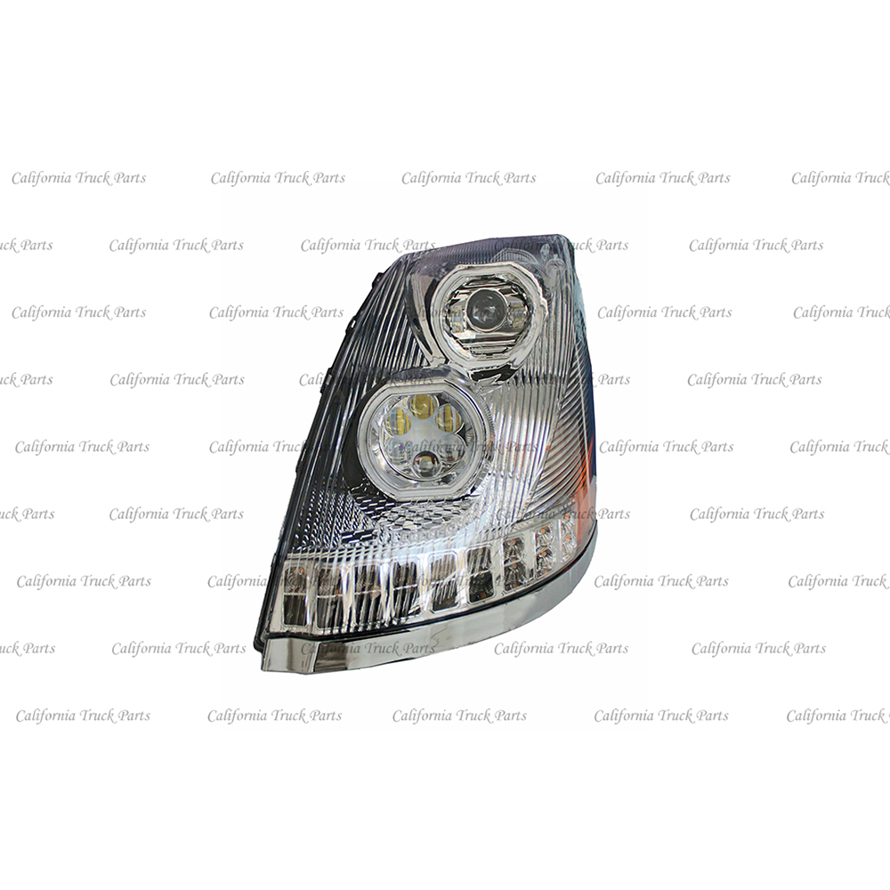 QSC Bright Chrome LED Headlights W/ Sequential Turn Signals For Volvo VNL 2004-2017